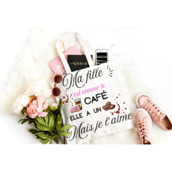 tote bag personnalisé en coton avec le texte Ma fille a un grain – sac original et humoristique à personnaliser