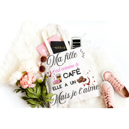 tote bag personnalisé en coton avec le texte Ma fille a un grain – sac original et humoristique à personnaliser