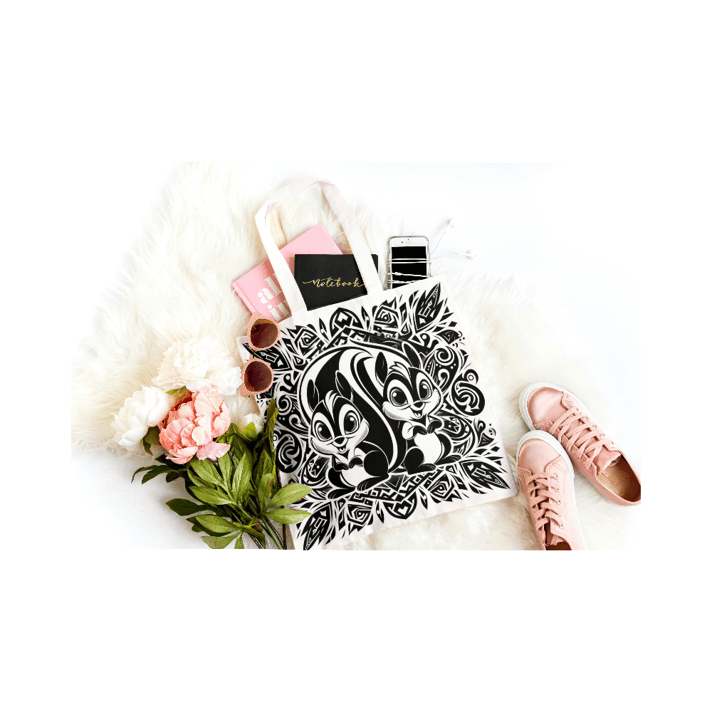 tote bag personnalisé coton avec design Tic Tac tribal – sac illustré à personnaliser