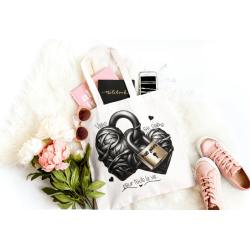 tote bag personnalisé coton avec texte Viens on s’aime – sac romantique à personnaliser